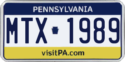 PA license plate MTX1989