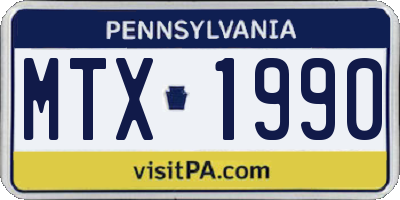 PA license plate MTX1990
