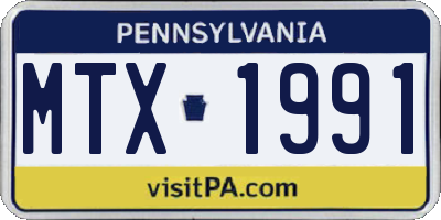PA license plate MTX1991