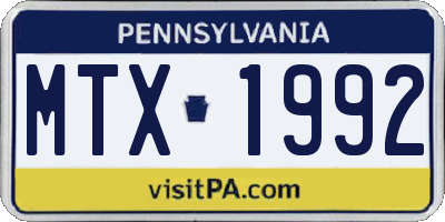 PA license plate MTX1992