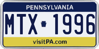 PA license plate MTX1996