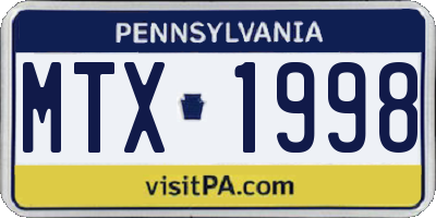 PA license plate MTX1998
