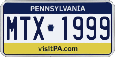 PA license plate MTX1999