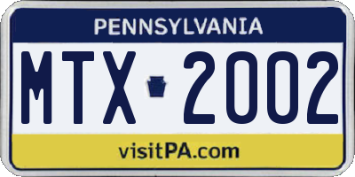 PA license plate MTX2002
