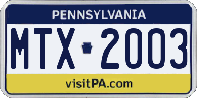 PA license plate MTX2003