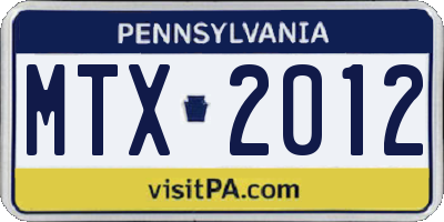 PA license plate MTX2012