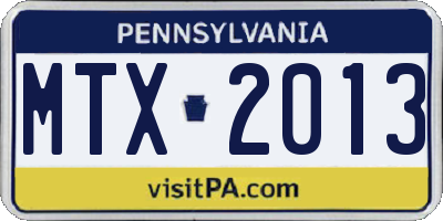 PA license plate MTX2013