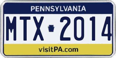PA license plate MTX2014
