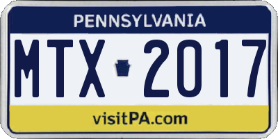 PA license plate MTX2017
