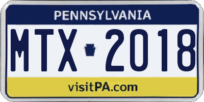 PA license plate MTX2018
