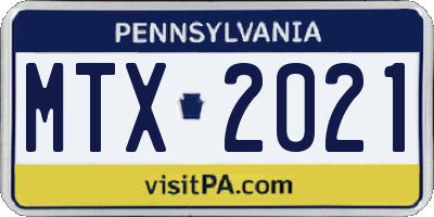 PA license plate MTX2021