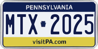 PA license plate MTX2025