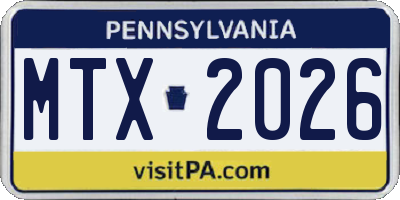 PA license plate MTX2026