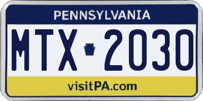 PA license plate MTX2030