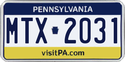 PA license plate MTX2031