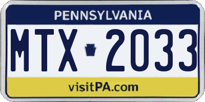 PA license plate MTX2033