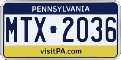 PA license plate MTX2036