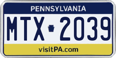 PA license plate MTX2039
