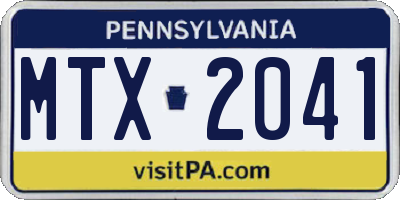 PA license plate MTX2041