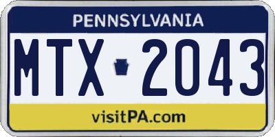 PA license plate MTX2043