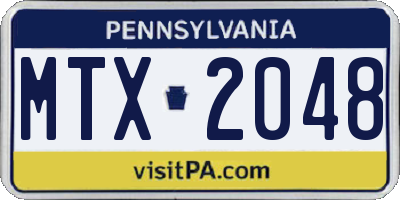 PA license plate MTX2048