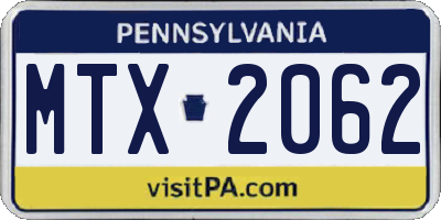 PA license plate MTX2062