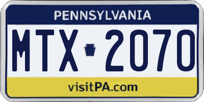 PA license plate MTX2070