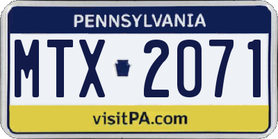 PA license plate MTX2071