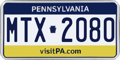 PA license plate MTX2080