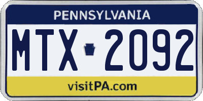 PA license plate MTX2092