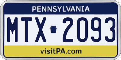 PA license plate MTX2093