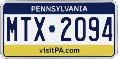 PA license plate MTX2094