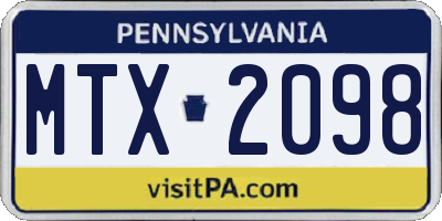 PA license plate MTX2098