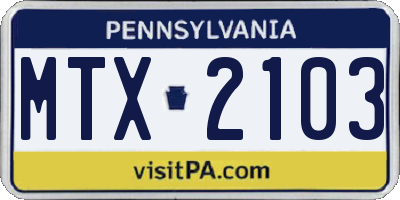 PA license plate MTX2103