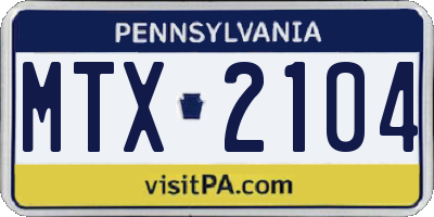 PA license plate MTX2104