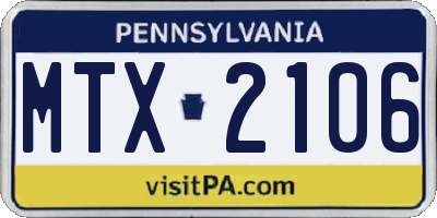 PA license plate MTX2106
