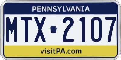PA license plate MTX2107