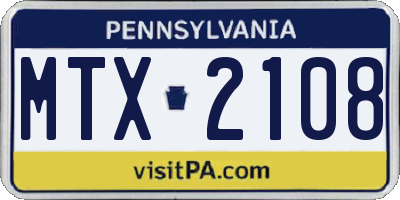 PA license plate MTX2108
