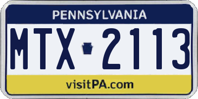 PA license plate MTX2113