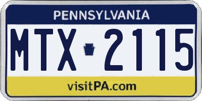 PA license plate MTX2115