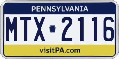 PA license plate MTX2116