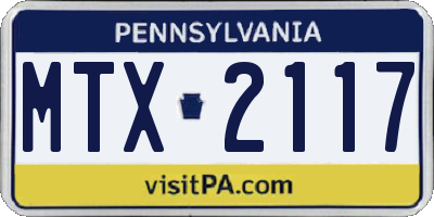 PA license plate MTX2117