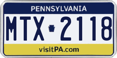 PA license plate MTX2118