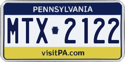 PA license plate MTX2122