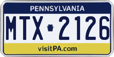 PA license plate MTX2126