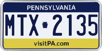 PA license plate MTX2135