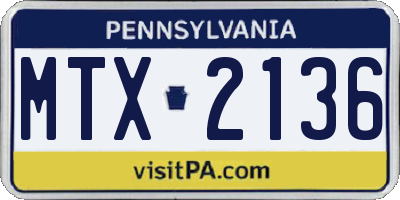 PA license plate MTX2136