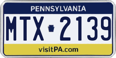PA license plate MTX2139