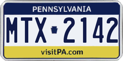 PA license plate MTX2142