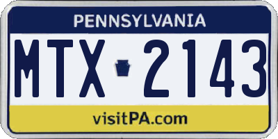 PA license plate MTX2143